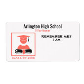 Étiquette Balise Classe Réunion / Graduation Corail noir Nom (Devant)