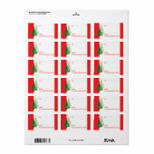 Étiquette Balise de Noël personnalisée Rouge, Vert, Or (Feuille entière)