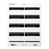Étiquette Balise de nom d'entreprise noir et blanc - Étiquet (Feuille entière)