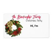 Étiquette Balise de nom du papier-bordure en couronne de Noë (Devant)