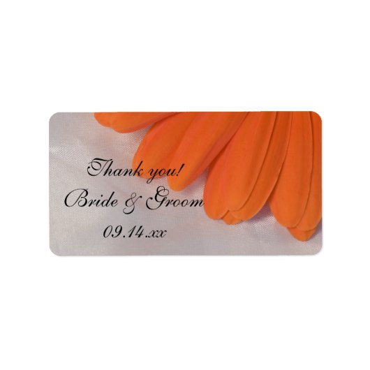 Étiquette Balise de préférence Orange Daisy et Mariage satin (Devant)