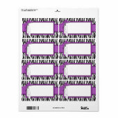 Étiquette Balise d'impression Zebra & Hot Pink Accent Name (Feuille entière)