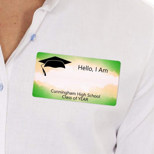 Étiquette Balise Nom de l'aquarelle verte de la réunion de c