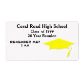 Étiquette Balise Nom du papier jaune noir Réunion de classe (Devant)