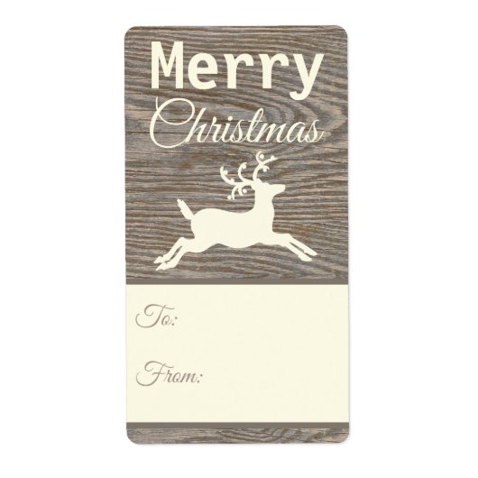 Étiquette Balises Cadeau Rustique Reindeer Tan Christmas (Devant)
