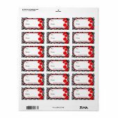 Étiquette Balises cadeaux Black White Geometry with Red Dots (Feuille entière)