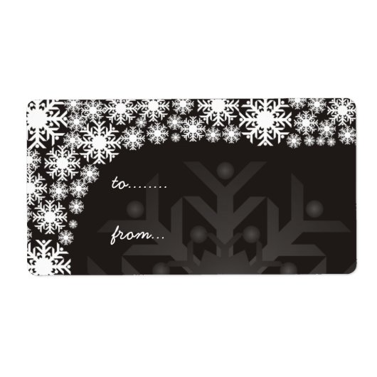 Étiquette Balises cadeaux de Noël - Flambets de neige noirs  (Devant)