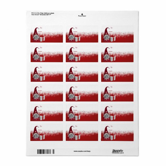 Étiquette Balises cadeaux Gnome (Feuille entière)