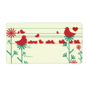 Étiquette Balises cadeaux Noël Oiseaux rouges blancs (Devant)
