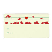 Étiquette Balises cadeaux Noël Oiseaux rouges blancs (Devant)