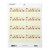 Étiquette Balises cadeaux Noël Oiseaux rouges blancs (Feuille entière)