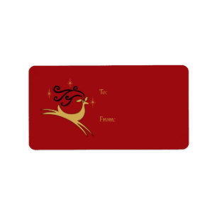 Étiquette Balises cadeaux Red et Gold Reindeer