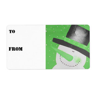 Étiquette Balises cadeaux Snowman - Green