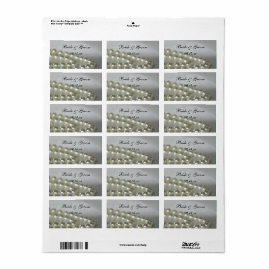 Étiquette Balises de mariage des perles blanches (Feuille entière)