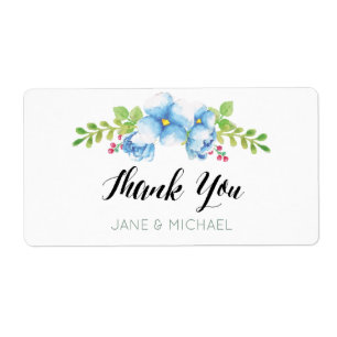 Étiquette Balises Favor de mariage Aquarelle bleue Florale