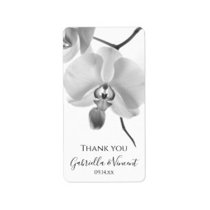 Étiquette Balises Mariage Black White Orchids Merci Favorise