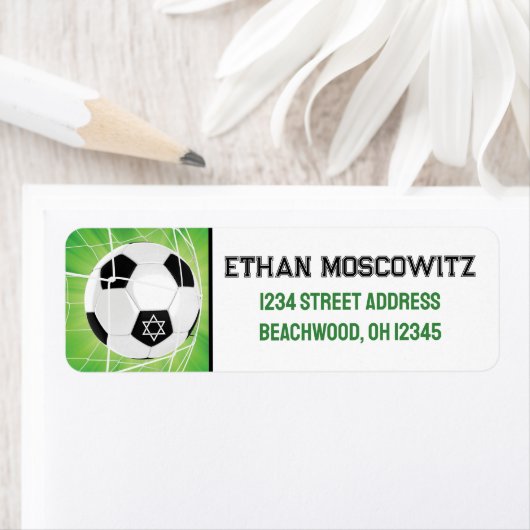 Étiquette Balle de football, Étoile de David Bar Mitzvah (En situation)