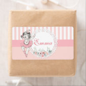 Étiquette Ballerina Pink Tutu Stripes Fleurs Bouteille d'eau (En situation)