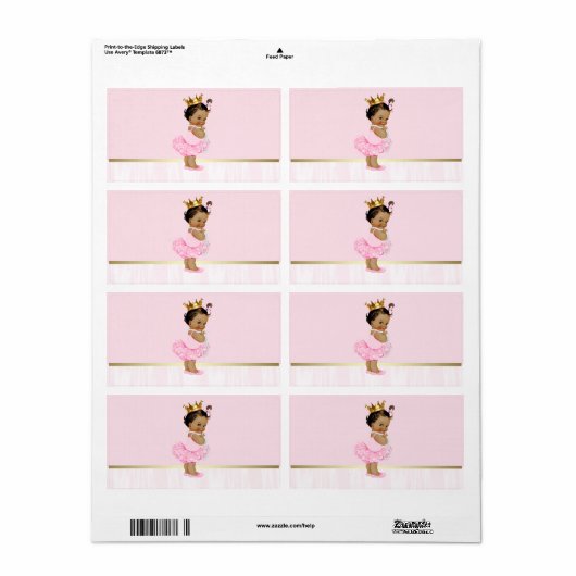 Étiquette Ballerina Tutu Baby shower ethnique Bouteille d'ea (Feuille entière)