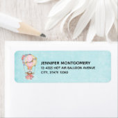 Étiquette Ballons à air chaud mignon avec aquarelle à ours (En situation)