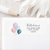 Étiquette Ballons bleu et rose (En situation)