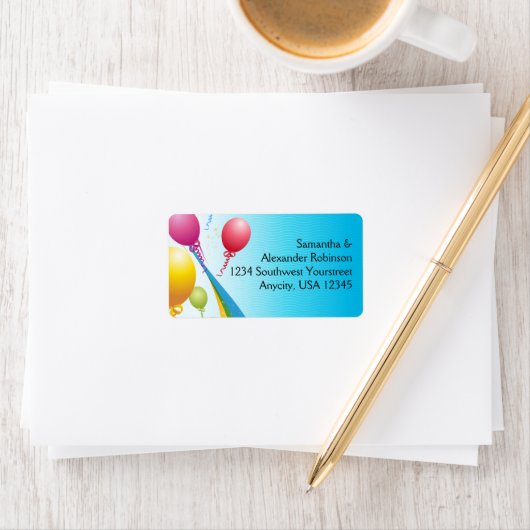 Étiquette Ballons colorés | Rubans bouclés (En situation)