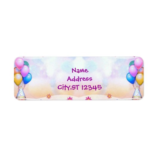 Étiquette Ballons de fête d'anniversaire (Devant)