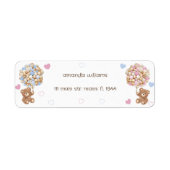 Étiquette Ballons d'ours bleu rose (Devant)