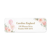 Étiquette Ballons Floraux Blush Baby shower Adresse de retou (Devant)