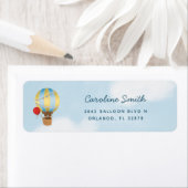 Étiquette Ballotte à air chaud Cute Bear Blue Adresse de ret (En situation)