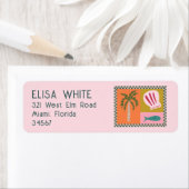 Étiquette Balnéaire Soiree Palm Tree Shells Moderne Cute CUS (En situation)