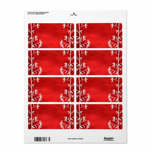 Étiquette Bambou blanc rouge (Feuille entière)