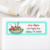 Étiquette Banane rétro Split crème glacée Sundae (En situation)