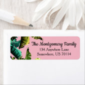 Étiquette Banane tropicale Feuille & rose | Personnalisé (En situation)