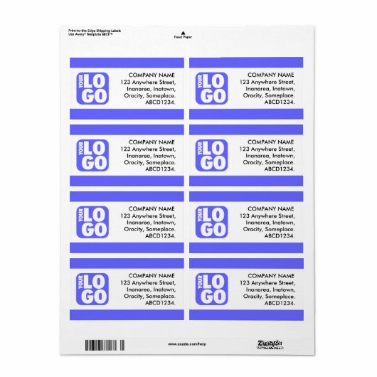 Étiquette Bande centrale - Bleu électrique (Feuille entière)