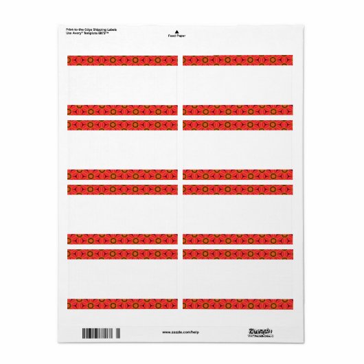 Étiquette Bande centrale - Fleurs géométriques (Feuille entière)