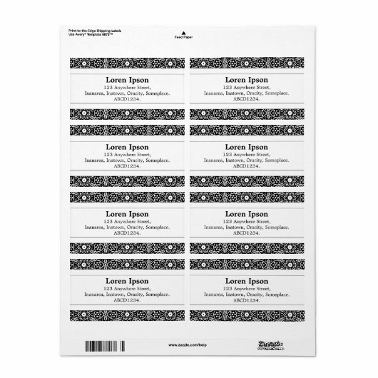 Étiquette Bande centrale II - Fleurs géométriques (Feuille entière)