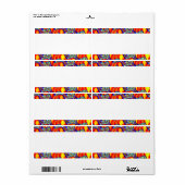 Étiquette Bande centrale - Motif multicolore (Feuille entière)