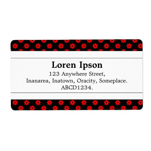 Étiquette Bande Centre II - Points Fleurs Rouges (Devant)