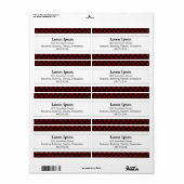 Étiquette Bande Centre II - Points Fleurs Rouges (Feuille entière)