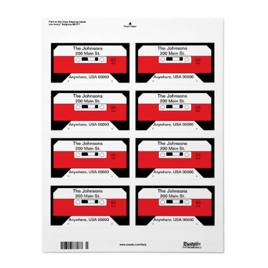 étiquette "Bande de cassette" (Feuille entière)