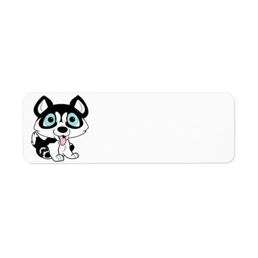 Étiquette bande dessinée husky noir et blanc (Devant)