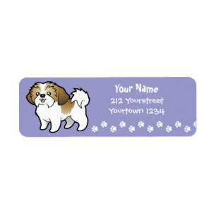 Étiquette Bande dessinée Shih Tzu (chiot coupé)