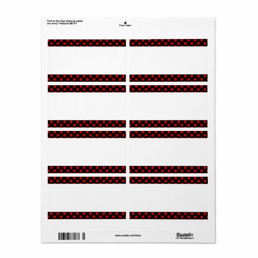 Étiquette Bande du centre - Points de fleurs rouges (Feuille entière)