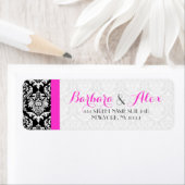 Étiquette Bande rose Noir et blanc Damas 2 (En situation)