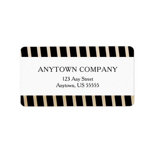 Étiquette Bandes diagonales noir et or (Devant)