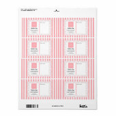 Étiquette Bandes en poudre rose et cadre et logo (Feuille entière)