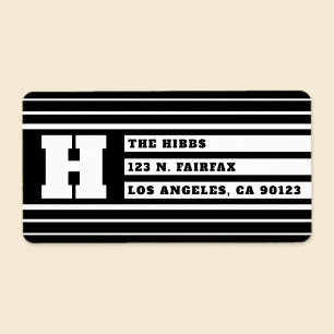 Étiquette Bandes géométriques uniques Adresse noire et bla