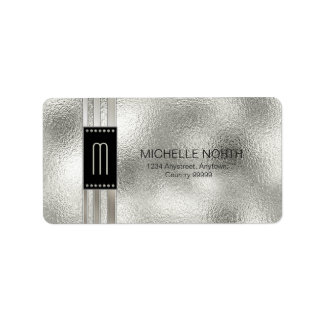 Étiquette Bandes métalliques sur monogramme en verre beige I
