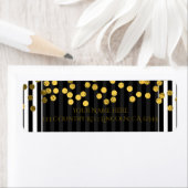 Étiquette Bandes Noir & Blanc Chic Gold Faux Points Foil (En situation)